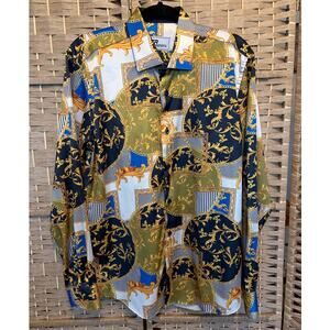 Vtg TR Premium Novelty Baroque Long Sleeve Buttoned Shirt, LG